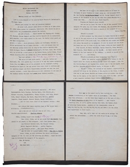  Babe Ruths Farewell At Yankee Stadium  June 13th  1948 - Actual Used 6 Page Script Of the Ceremonies